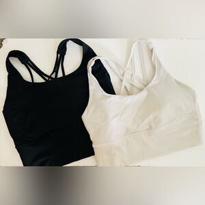 Set of 2 Longline Sports Bras. Solid Black & White. Sz Medium.